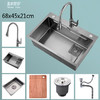蒙娜丽莎厨房水槽 洗菜一体盆大单槽纳米不锈钢阶梯 洗碗槽手工洗菜池 【6845】水槽+抽拉龙头 商品缩略图0