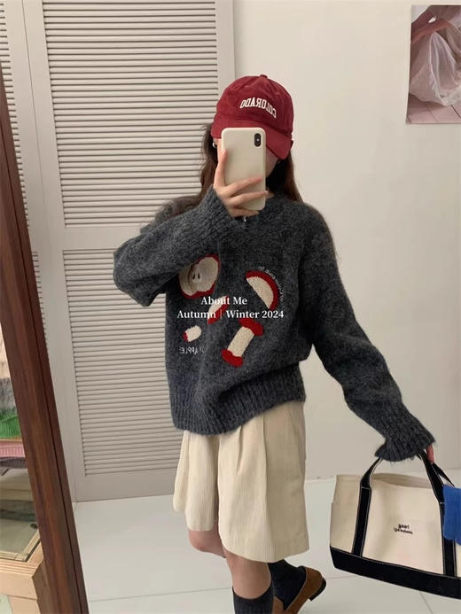 韩版苹果毛巾绣羊驼毛衣 商品图1