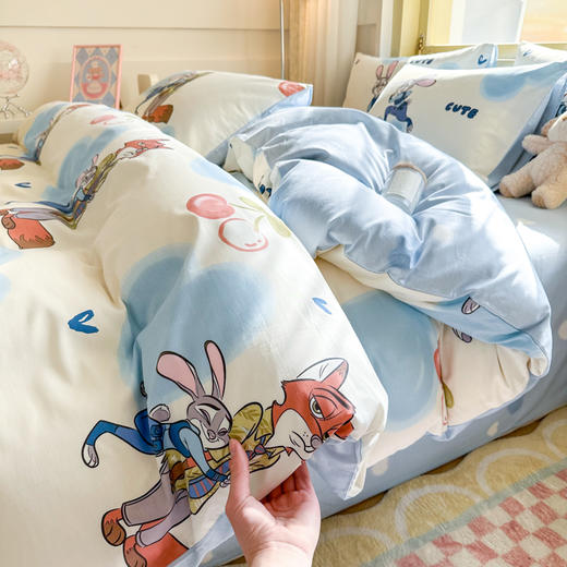 自然醒迪士尼卡通纯棉四件套100全棉床单四季被套学生宿舍床上三件套ins床笠JY 商品图8