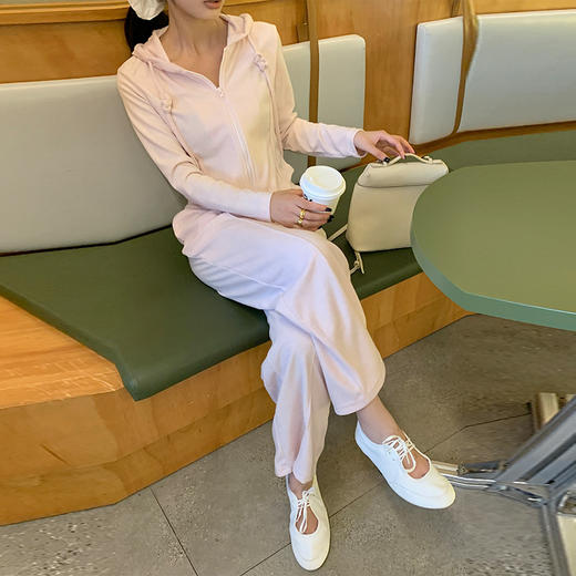 【顺丰包邮】99457 洛诗琳设计感毛巾料连帽拉链家居服两件套232005 商品图3