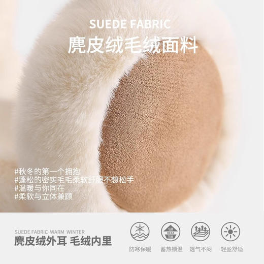 「高颜值！麂皮绒毛绒耳罩」虞shu欣同款毛绒麂皮绒耳罩 女冬季韩版加绒保暖护耳套骑行防寒耳包配饰 商品图4