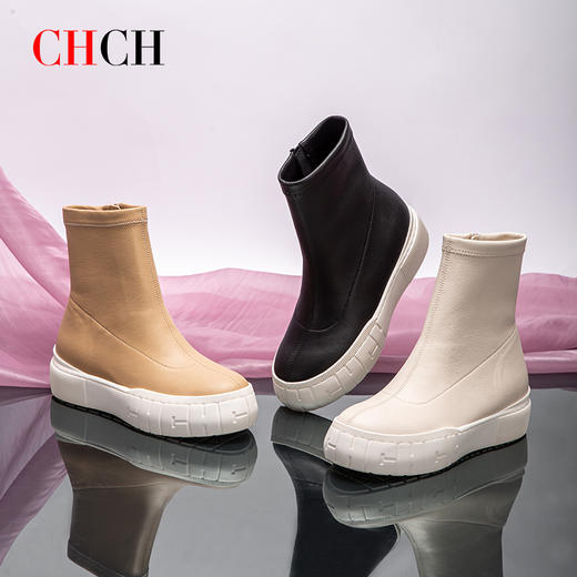 2024秋冬新款CHCH平衡鞋专柜同款羊皮厚底时尚女靴CO2B6021 商品图4