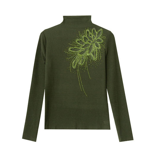 高领长袖优雅花边镂空水钻修身打底衫K-462H7257 商品图4