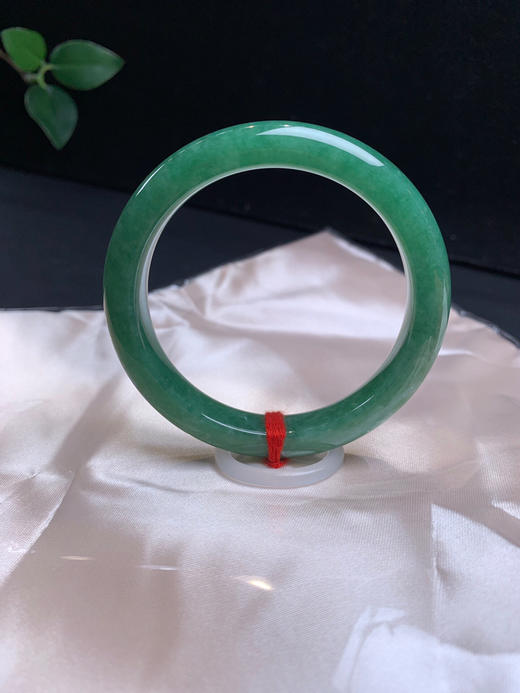 611531，53 浓绿底满色手镯，9-8mm，满圈带浓绿底，干净秀气 商品图4