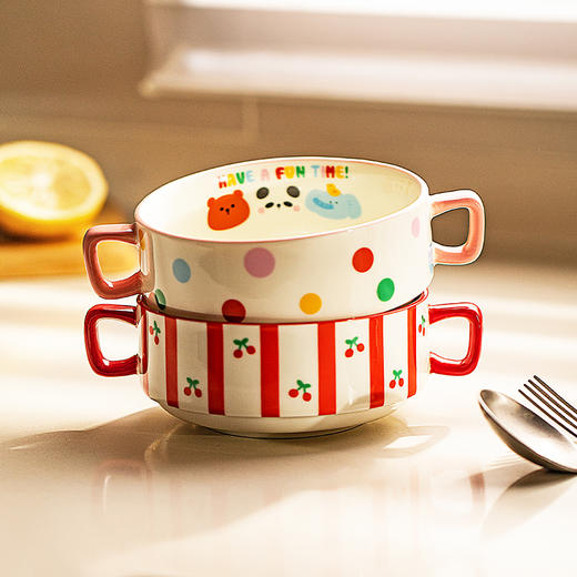 摩登主妇动物派对双耳蒸蛋碗家用蒸鸡蛋羹专用碗可爱碗具陶瓷炖盅 商品图0