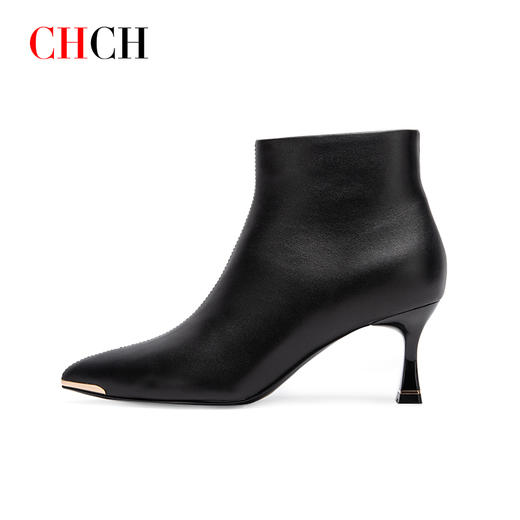 CHCH平衡鞋2024秋冬新品细跟羊皮时装靴时尚侧拉链休闲女靴CO2B6101 商品图1