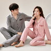 自然醒星河情侣睡衣春秋季针织棉长袖男女士宽松大码开衫纯色家居服两件套QH 商品缩略图4