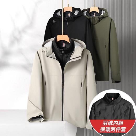 【可拆卸羽绒内胆】【新款DK】大依优型大码三合一鸭绒羽绒服内胆可拆卸帽冲锋衣外套男宽松加肥加大码上衣夹克户外衣两件套 商品图2