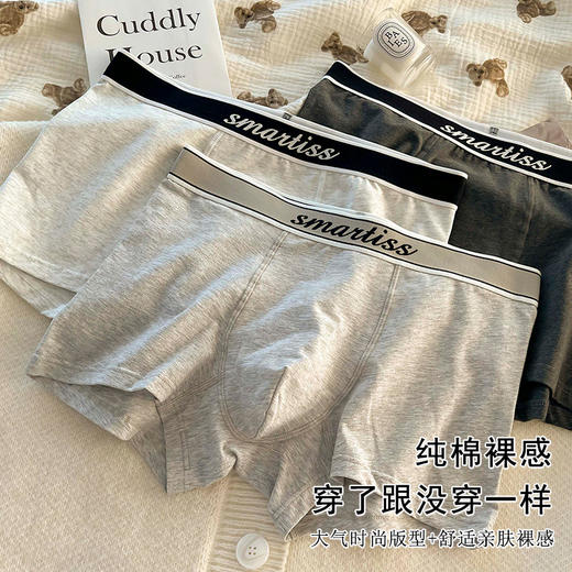 潮男内裤新款男士纯棉内裤男全棉A类棉透气7A抗菌男生无痕裤头平角裤大码底裤 商品图0