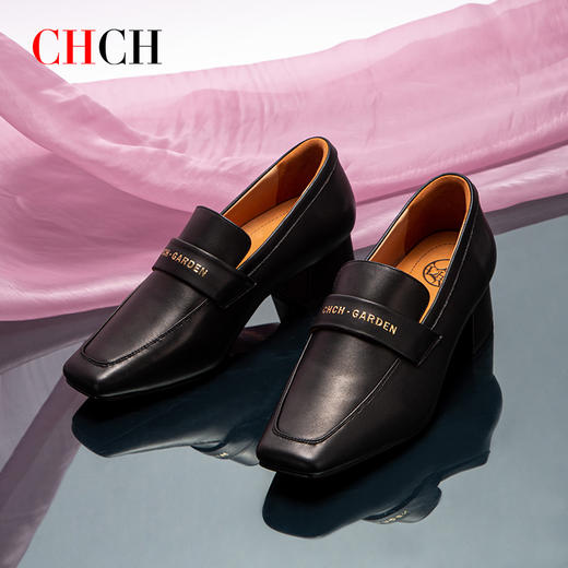 2024秋冬新品方跟浅口乐福鞋舒适时尚简约中跟通勤不累脚女鞋CO2B5061 商品图5