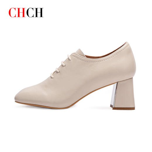 CHCH平衡鞋粗跟单鞋2024秋冬新品小皮鞋上班通勤深口羊皮单鞋CO2B5021 商品图5
