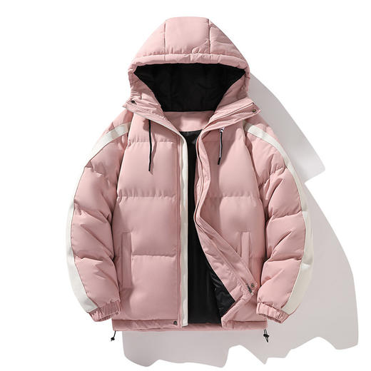 【潮牌条纹拼接加厚棉服】冬季保暖抗寒 情侣宽松连帽面包服棉服 商品图10