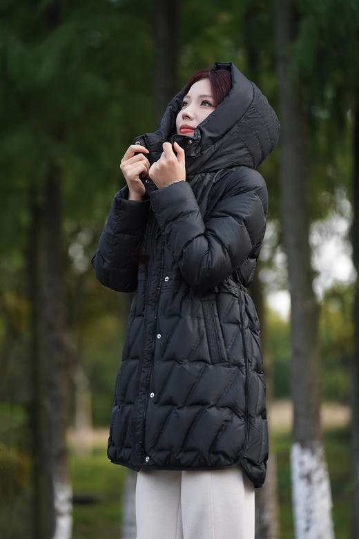 【S1】 臣禾 闪电纹羽绒服 连帽一手长JZ244070130 商品图1