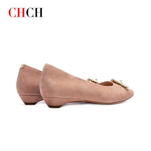 2024秋冬新品女王新款通勤气质羊绒浅口平底单鞋CO2B5101 商品图4