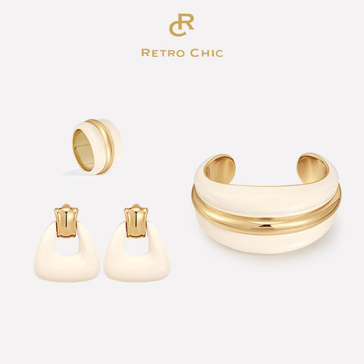 【赵丽颖&宋佳&沈梦辰&胡杏儿同款】Art Nouveau新艺术时期 | 奥斯白色珐琅三件套 商品图0