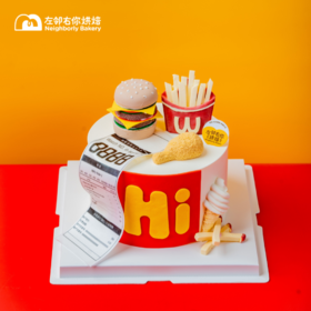 炸鸡汉堡 | 巧克力配件 动物奶油蛋糕