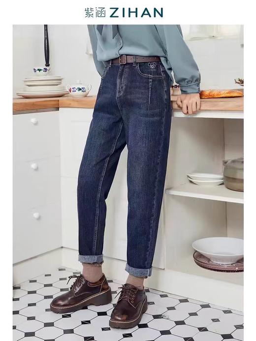 【内购会】紫涵直筒百搭女牛仔裤秋冬高腰显瘦修身 商品图2