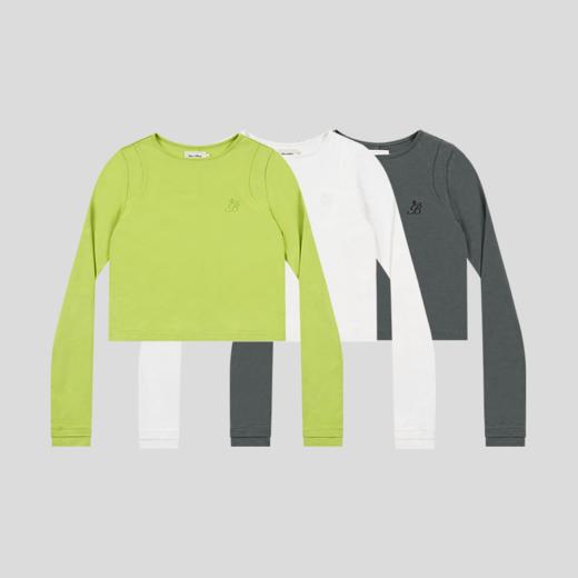 GOODBAI GB绣花插片圆领紧身长袖内搭T恤 商品图1