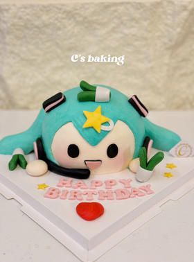 #初音未来miku #我的公主殿下 #二次元动漫 #立体 忌廉蛋糕【半翻糖蛋糕需提前2天预订】（默认自提，收费配送请联系客服）