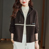 CC-22-212短款毛呢开衫女秋冬2024新款大码胖mm显瘦上衣洋气加厚连帽外套 商品缩略图2