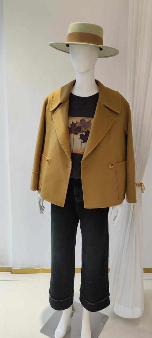 48D109西服领短款双面呢羊毛外套 商品图0