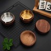 黑色不锈钢烟灰缸家用办公室烟缸带盖防飞灰北欧实木圆形烟盅/个 商品缩略图5