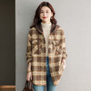 CC-22-186毛呢外套女2024秋冬新款格子连帽韩系大衣中长款呢子外搭小个子女 商品缩略图0
