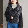 CC-22-219棉服拼接上衣秋冬加厚设计感小众外套大码胖mm短款翻领开衫洋气 商品缩略图1