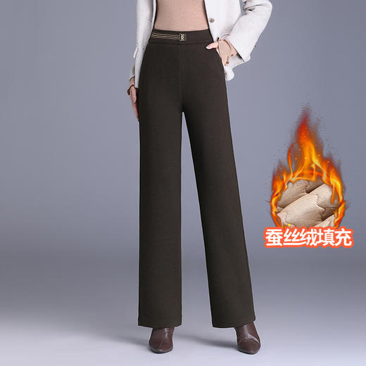 MYX-YBS-58123-L通勤简约加绒保暖西装裤垂感修身直筒裤2024年冬款长款窄版阔腿裤 商品图0