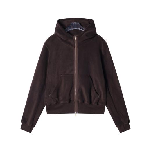 WT117秋冬季新款时尚个性绒面立领拉链开衫外语短款休闲百搭上衣 商品图1