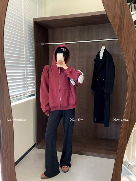 Read Nameless /酒红色加绒拉链卫衣+深灰色羊毛裤 2024/11/4 商品图13