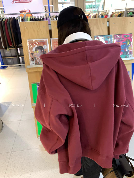 Read Nameless /酒红色加绒拉链卫衣+深灰色羊毛裤 2024/11/4 商品图2