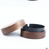 黑色不锈钢烟灰缸家用办公室烟缸带盖防飞灰北欧实木圆形烟盅/个 商品缩略图1