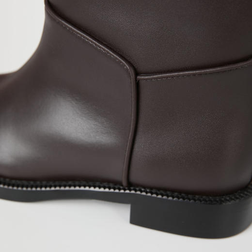 ROMI STUDIO“率性简约” 头层软牛皮拼混种羊皮中筒靴 RW24WP30707 商品图3