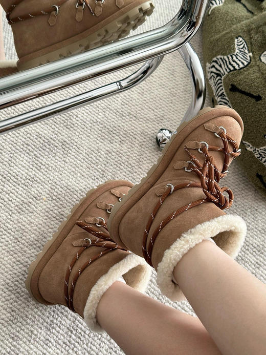 【女款】河南桑坡雪地靴 miu绑带羊毛雪地靴 35-40码 商品图1