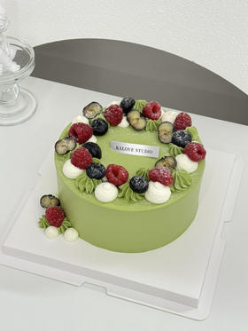 简约抹茶红豆蛋糕（草莓过季会树莓替换）