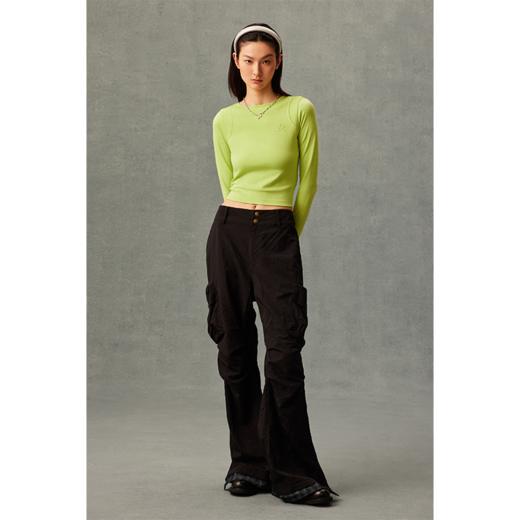 GOODBAI GB绣花插片圆领紧身长袖内搭T恤 商品图0