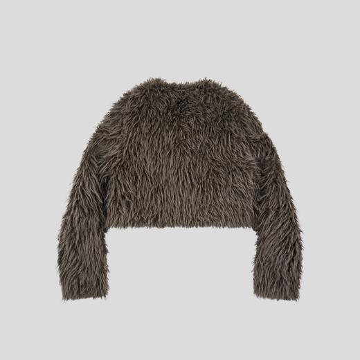 GOODBAI GBlogo金属标圆领短款长毛牛角扣外套 商品图4