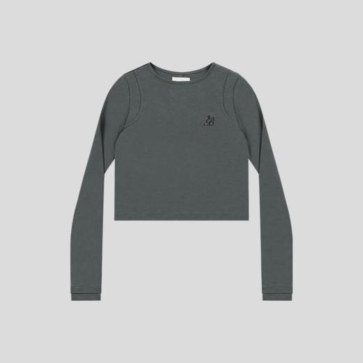 GOODBAI GB绣花插片圆领紧身长袖内搭T恤 商品图3