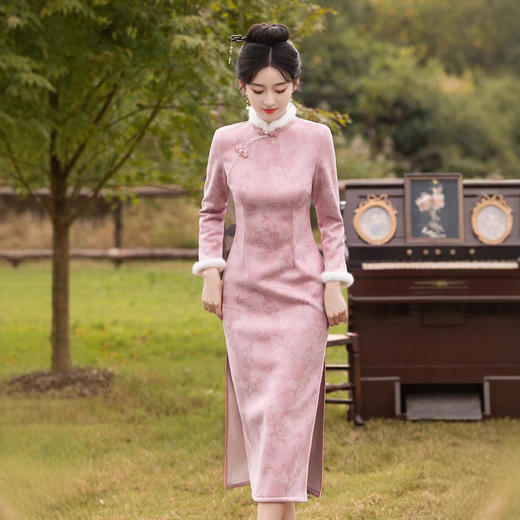 新中式修身麂皮绒，加绒日常显瘦旗袍MLS-7101 商品图0