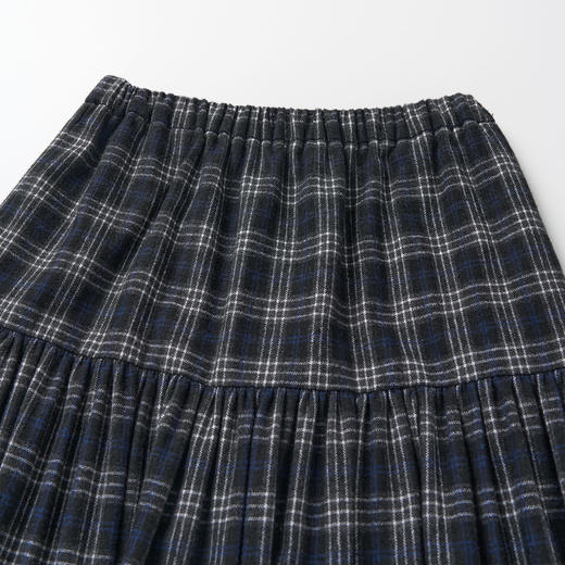 ROMI STUDIO“美式复古”羊毛混纺格纹捏褶松紧A字半裙 RW24WXD0444 商品图1