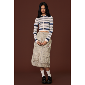 GOODBAI GOODEES彩色条纹可拆卸修身开衫