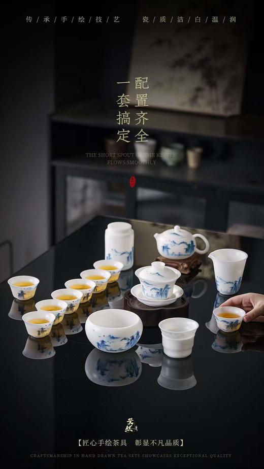 手绘羊脂玉远山近松茶具 商品图0