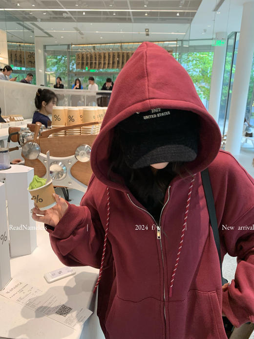 Read Nameless /酒红色加绒拉链卫衣+深灰色羊毛裤 2024/11/4 商品图8