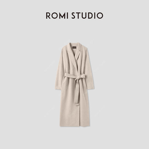 ROMI STUDIO“棕标甄选”骆驼绒绵羊毛混纺收腰毛呢大衣RW24AW90280 商品图0