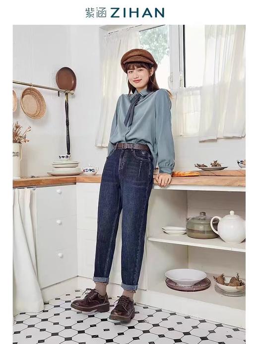 【内购会】紫涵直筒百搭女牛仔裤秋冬高腰显瘦修身 商品图1