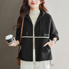 CC-22-212短款毛呢开衫女秋冬2024新款大码胖mm显瘦上衣洋气加厚连帽外套 商品缩略图3