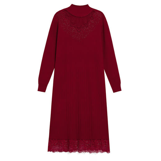 CC-MH-350蕾丝披肩针织连衣裙2024新款女秋冬一体绒毛衣中长款修身打底裙子 商品图4