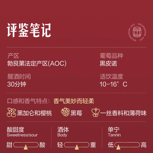 MM 山姆 Member's Mark MM法国进口 勃艮第黑皮诺红葡萄酒 750ml 商品图1
