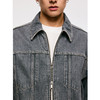 棉仓3561011001-【灰雾楼宇】翻领链式复古灰水洗简约短款牛仔夹克 商品缩略图1